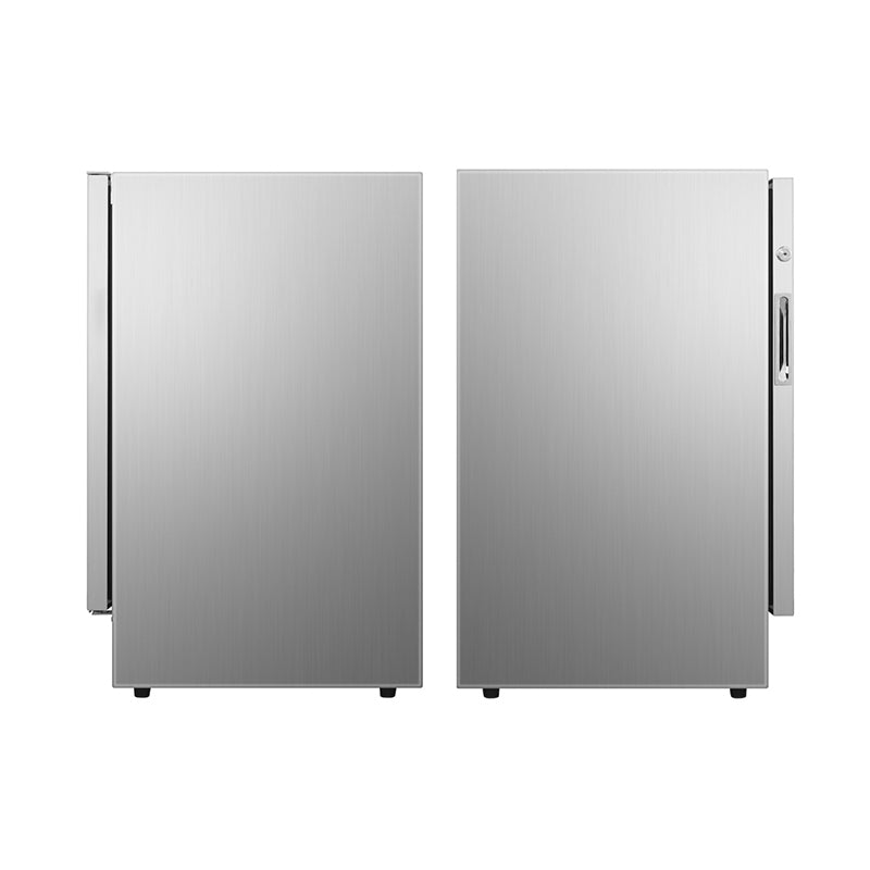 Refrigerador para interiores/exteriores de 4.6 pies cúbicos, IPX4, acero inoxidable, empotrable/independiente, capacidad para 110 latas y 6 botellas
