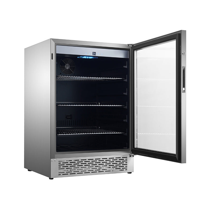 Refrigerador para interiores/exteriores de 4.6 pies cúbicos, IPX4, acero inoxidable, empotrable/independiente, capacidad para 110 latas y 6 botellas