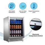 Refrigerador para interiores/exteriores de 4.6 pies cúbicos, IPX4, acero inoxidable, empotrable/independiente, capacidad para 110 latas y 6 botellas