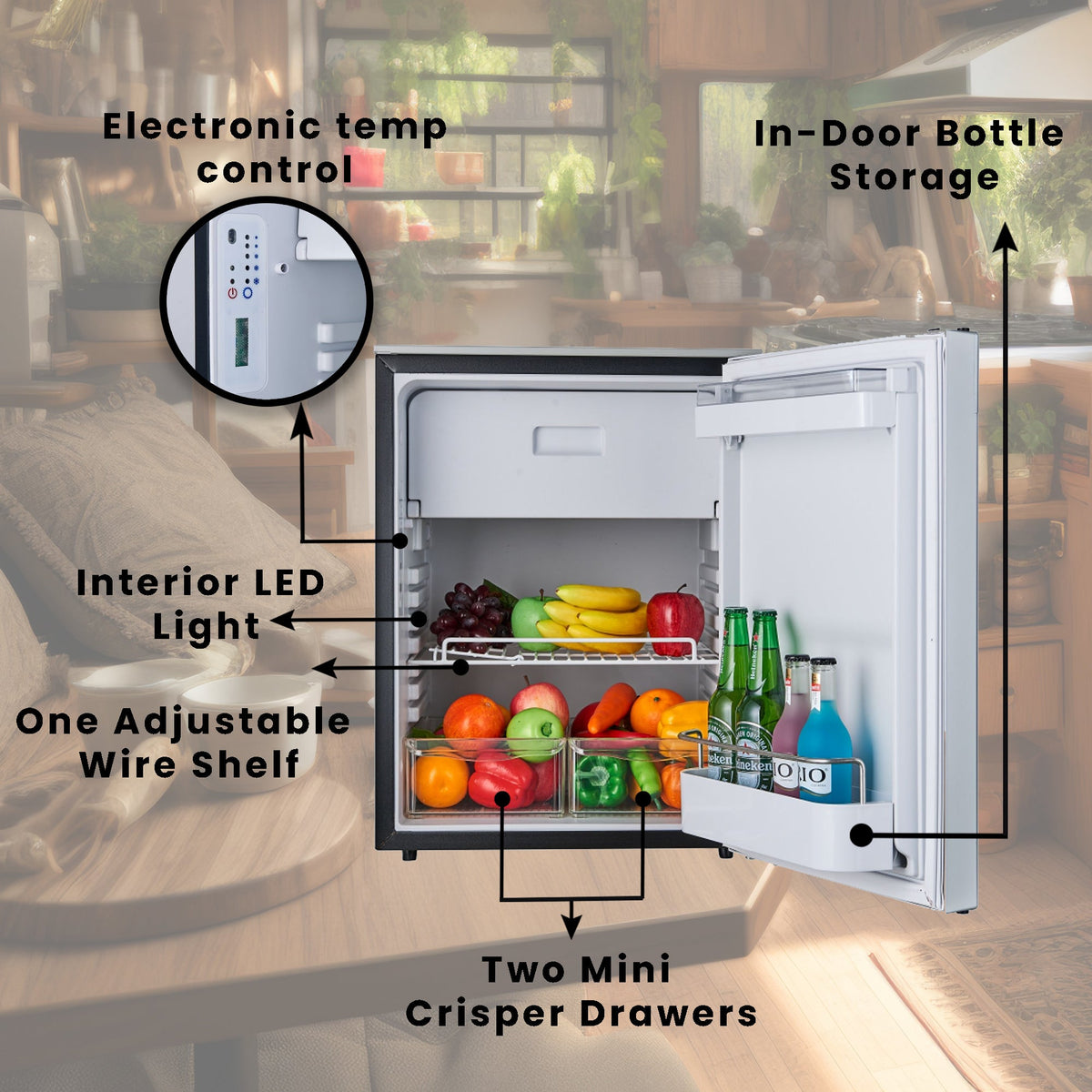12V/DC Mini-Fridge Freezer 2.8cf Silver for RV BOAT OFF-GRID