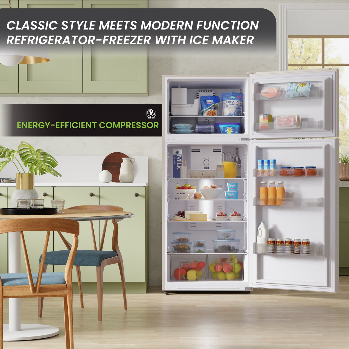 Conserv 30in RETRO Refrigerator 18cf Top Mount FACTORY INSTALLED ICE MAKER 110V Handle