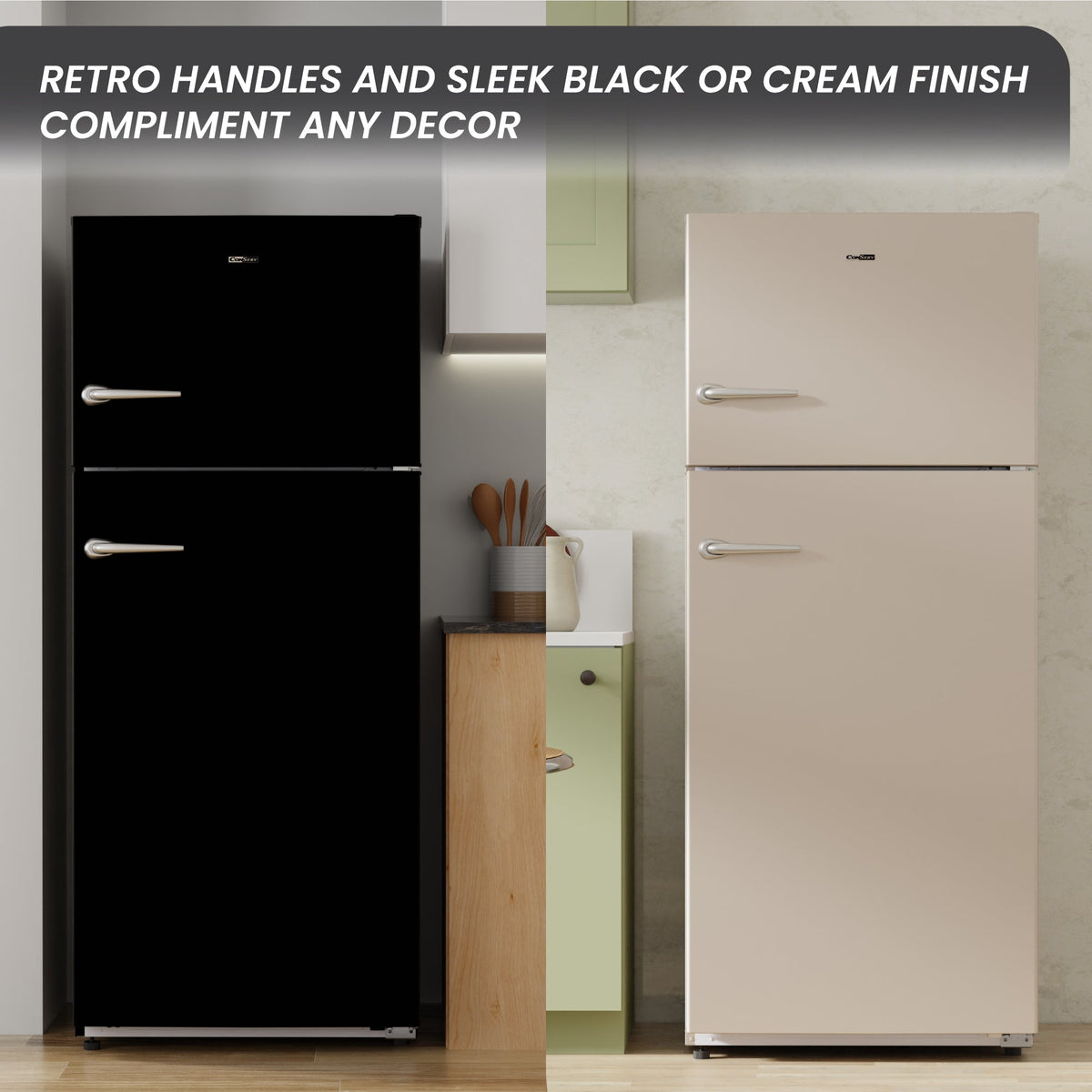 Conserv 30in RETRO Refrigerator 18cf Top Mount FACTORY INSTALLED ICE MAKER 110V Handle