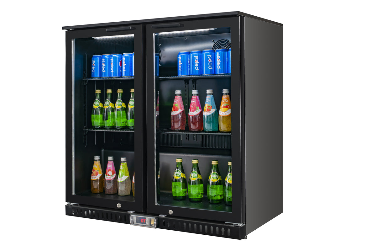 Equator-Vitlife  Back Bar Cooler with 2 Glass Doors Under Counter Beverage Refrigerator with LED,7.5 Cu.Ft.