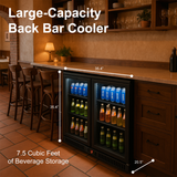 Equator-Vitlife  Back Bar Cooler with 2 Glass Doors Under Counter Beverage Refrigerator with LED,7.5 Cu.Ft.