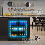 Equator-Vitlife  Back Bar Cooler with 2 Glass Doors Under Counter Beverage Refrigerator with LED,7.5 Cu.Ft.