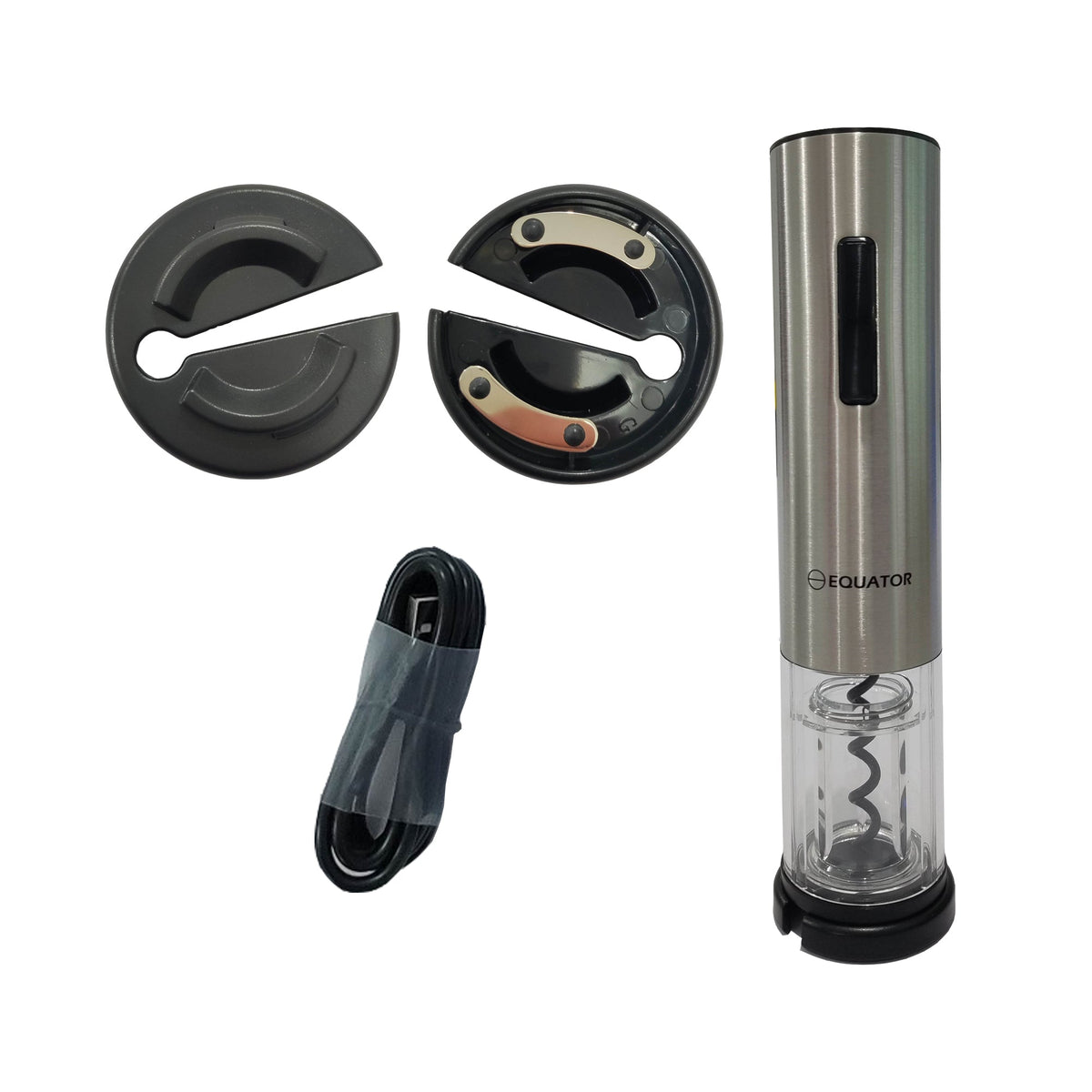 Equator Electric Cordless Wine Opener w/ Charging Base, LED Light + Foil Cutter