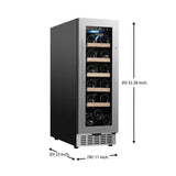 Refrigerador de vinos Equator para 18 botellas, negro, independiente/integrable, LED de 7 colores