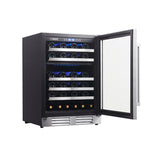 Enfriador de vino Equator de doble zona para 52 botellas, independiente/integrable, acero inoxidable, 110V
