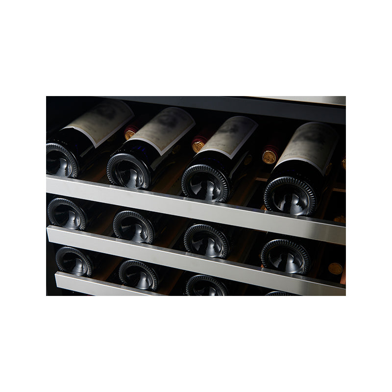 Enfriador de vino Equator de doble zona para 52 botellas, independiente/integrable, acero inoxidable, 110V
