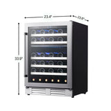 Enfriador de vino Equator de doble zona para 52 botellas, independiente/integrable, acero inoxidable, 110V
