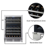 Enfriador de vino Equator de doble zona para 52 botellas, independiente/integrable, acero inoxidable, 110V