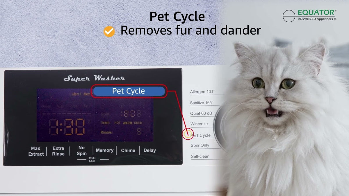 Laveuse à chargement frontal 1,6 pi³/15 lb, blanc, 110 V, 15 programmes + cycle pour animaux de compagnie