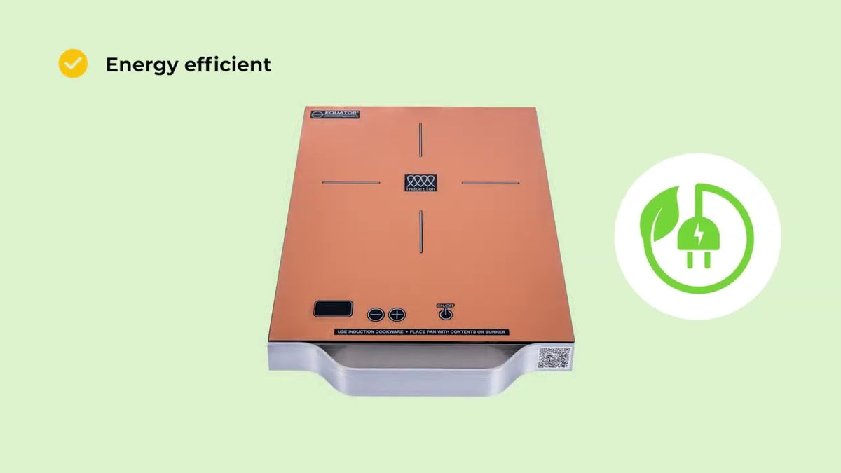 Placa de inducción portátil Equator de 11 pulgadas con un quemador, mango de aluminio LIGHT, 110V
